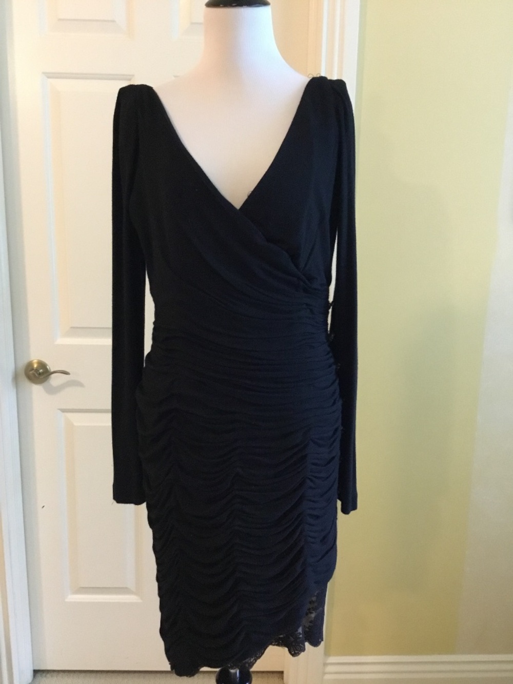 Vintage Miss O by Oscar de la Renta Black Ruched Cocktail Dress